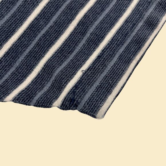 90s M polo striped shirt, vintage blue/grey short sleeve henley/polo Denim Ridge - Picture 7 of 10